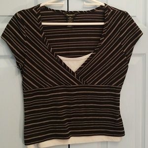 Striped short sleeve shirt with built in tank